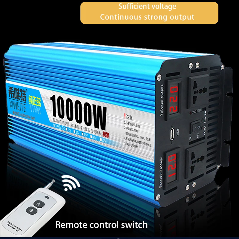 

Solar Inverter Pure Sine Wave 1500W 4000W Vehicle 12V 24V Battery 48V 60V 72V to 220V High-Power Conversion