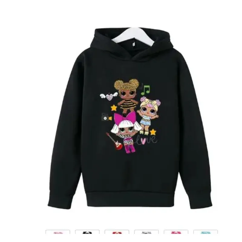 Surprise Hot  Doll Girls Kids Spring Autumn Hoodie Shirt Children Baby Cartoon Print Hoody Tops Sweatshirt Casual Wear Clothes