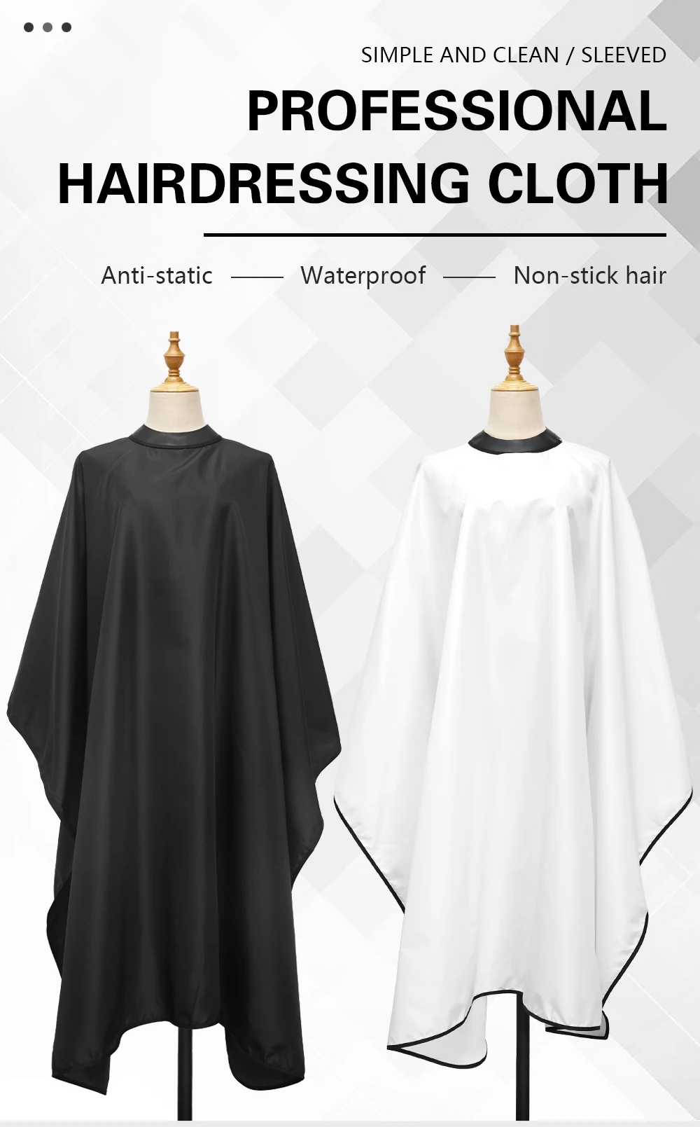 Silikon Ausschnitt Haarschnitt Tuch Versteckte Schnalle Wasserdicht Barber Schwarz Cape Friseur Mantel Frisur Kleid Barbershop Liefert – Detail 1