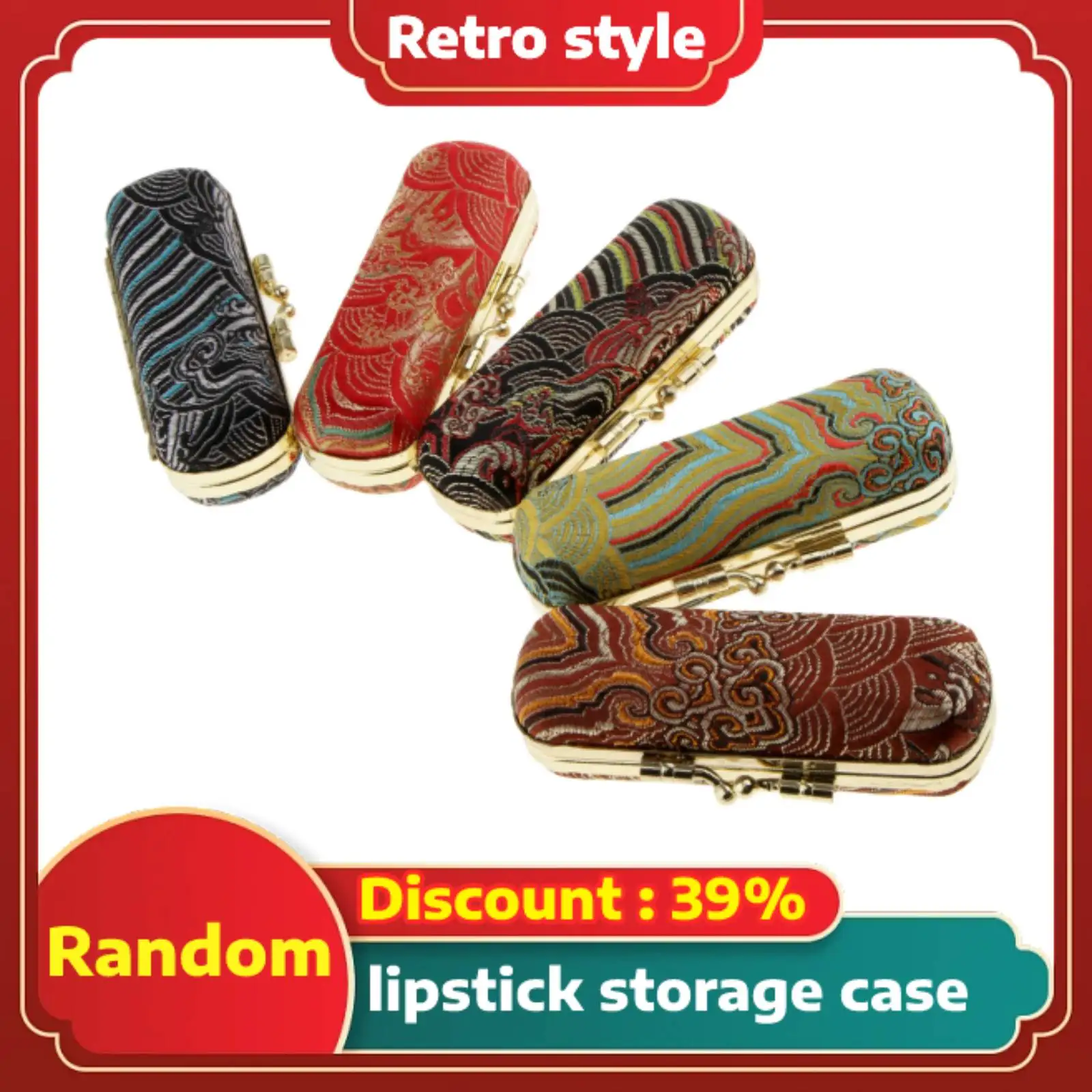 Retro Style Handmade Lipstick Lip Gloss Case Storage Box Balm Holder with Mirror Random