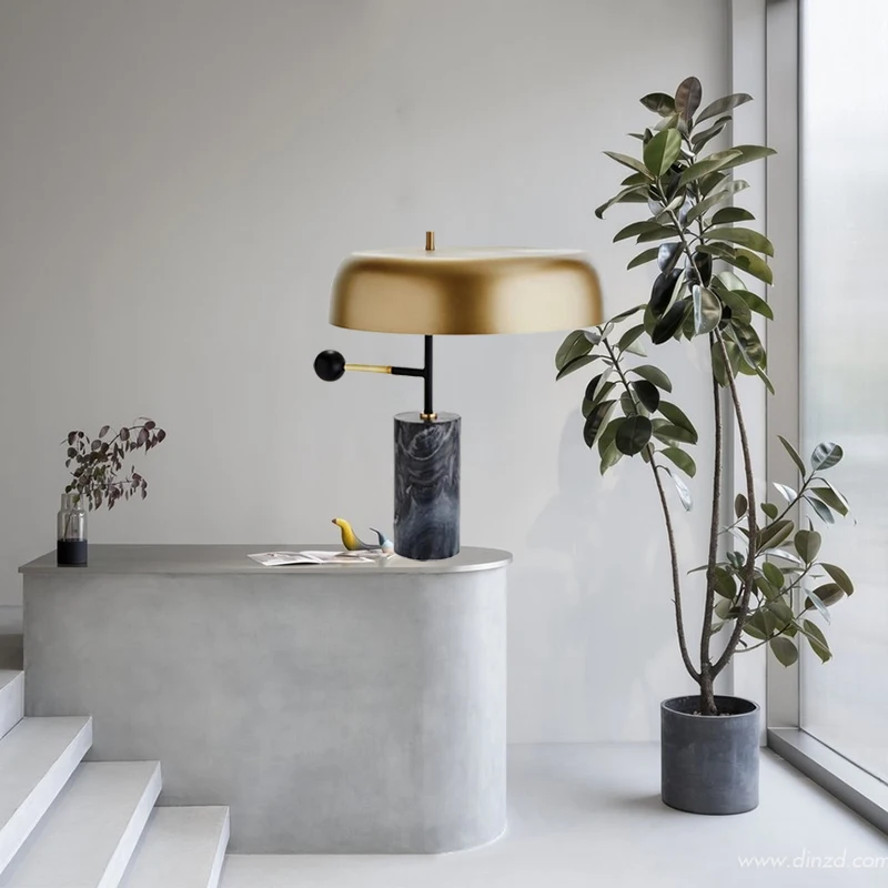 

Nordic Postmodern Minimalist Marble Table Lamp Nordic Living Room Study Bedroom Bedside Designer Pot Lid Table Lamp
