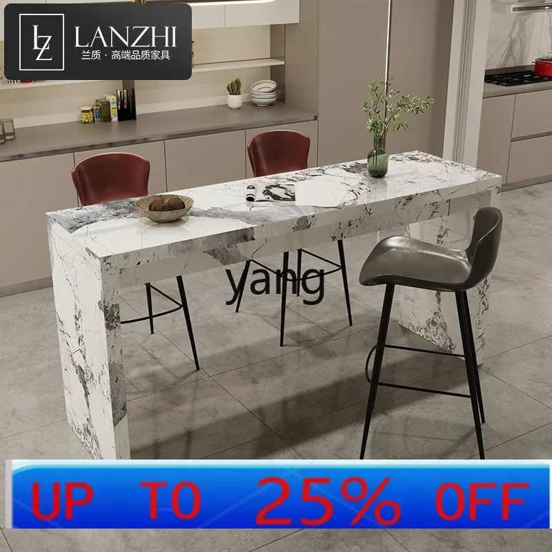 

Lmm full rock slab light luxury long bar table household kitchen dining table integrated partition middle island table