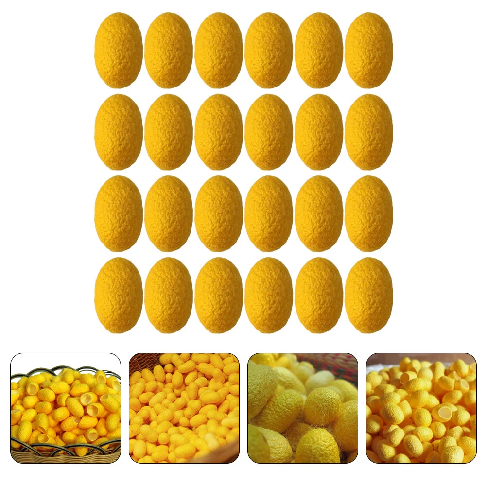 50 Pcs Facial Cleansing Cocoons Ball Cleaning Eggs Filler Face Scrub Pure Natural Silk Silkworm