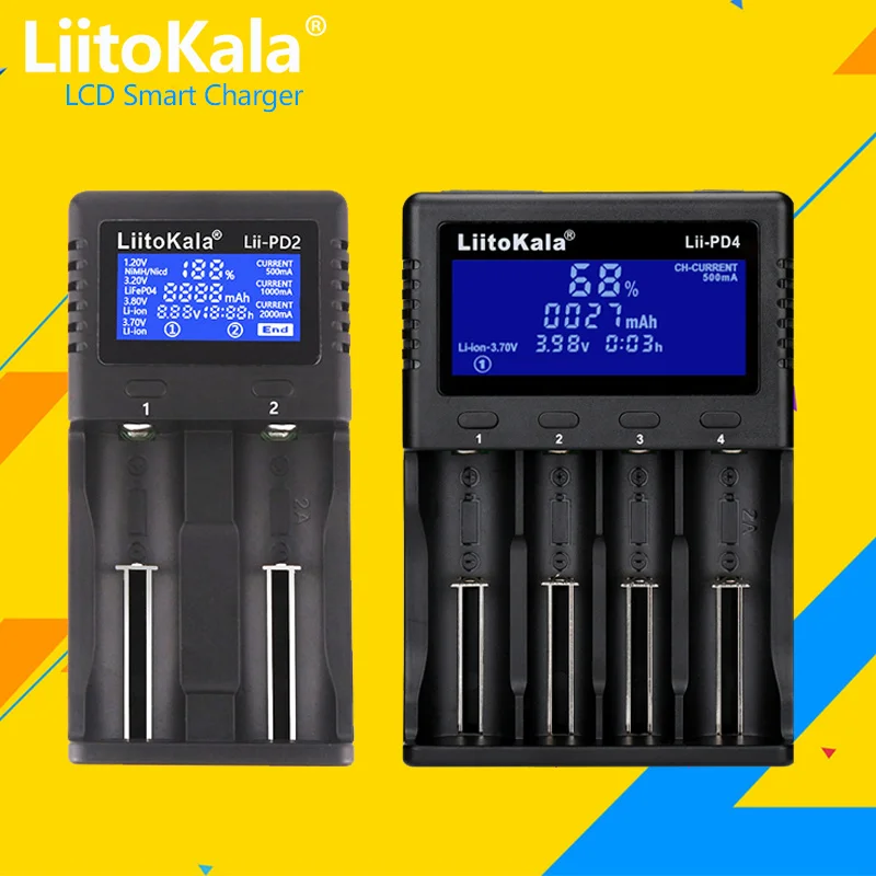 LiitoKala Lii-S8 Lii-PD4 Li-ion 3.7V NiMH 1.2V Li-FePO4 3.2V IMR 3.8V For 18650 26650 21700 26700 18350 AA AAA Battery Charger