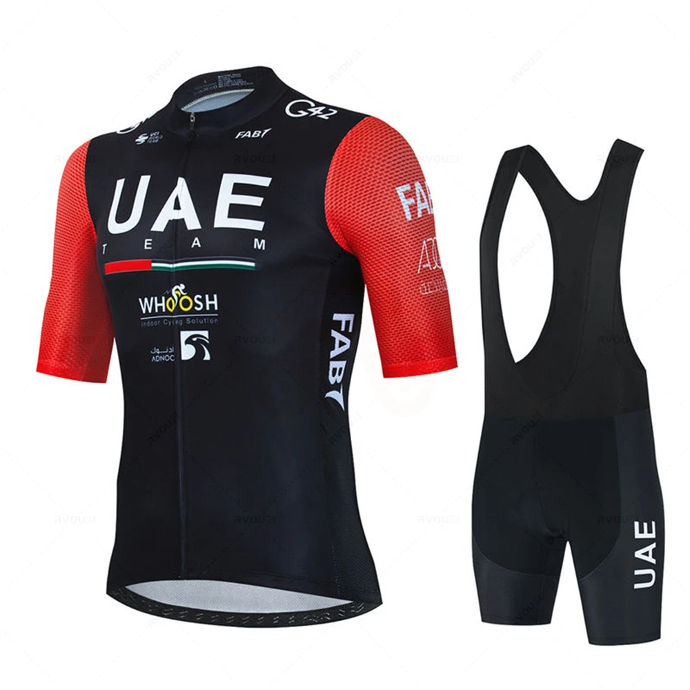 Uae Ciclismo Jersey Set, MTB Uniforme, Bicicleta Vestuário, respirável camisa da bicicleta, Calças Bib, Verão, 2022