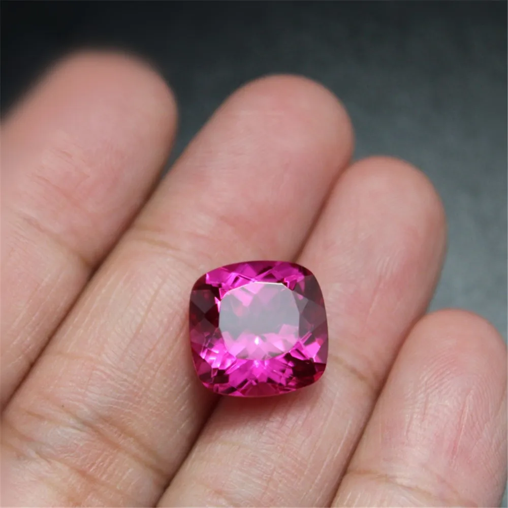 Square Faceted Fuchsia Cushion Cut Gem 10X10mm/12X12mm