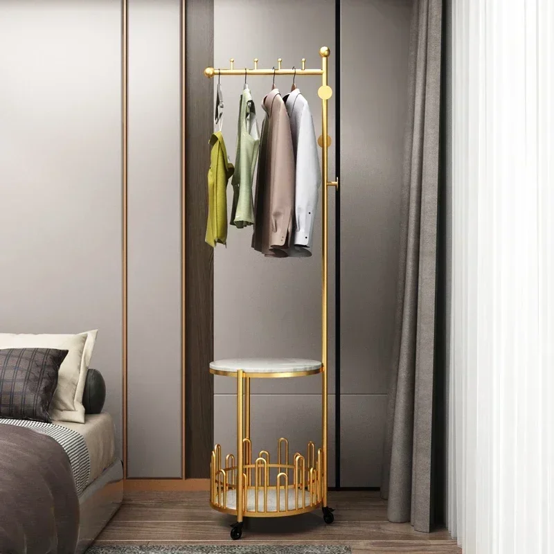 Gold Hangers Clothes Rack Metal Minimalist Floor Coat Hanger Rack Stand Storage Percheros Burros Para Ropa Hall Furniture