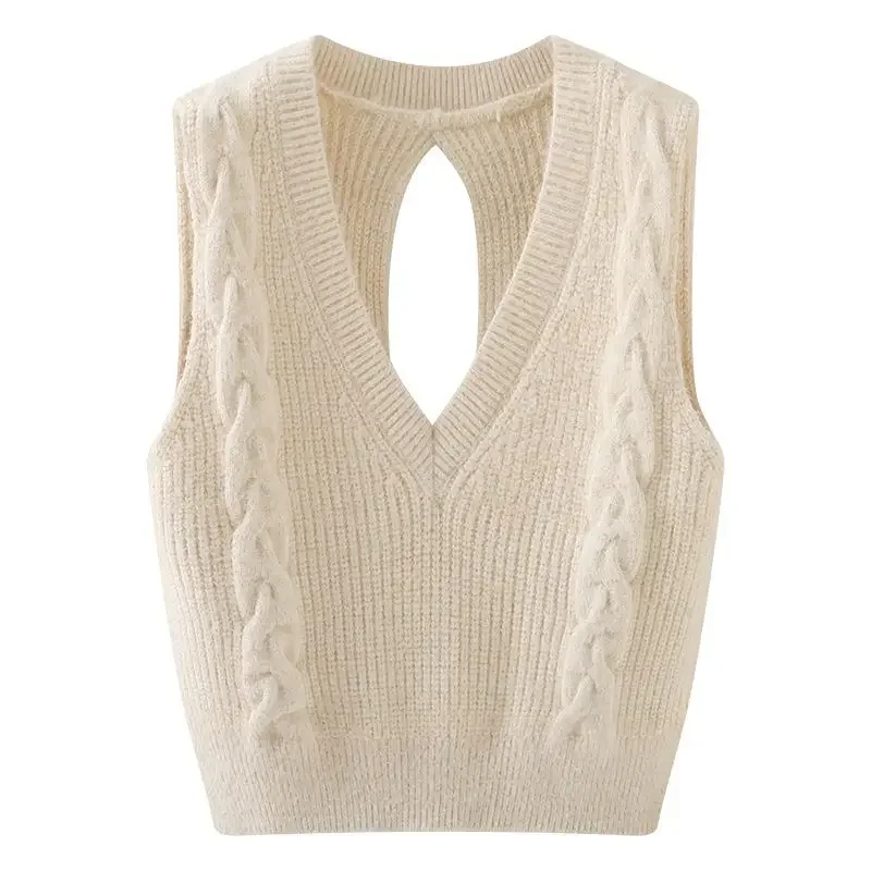 Cute Vest Red Ladies Sweaters White Knitted Top for Women V-neck Kawaii Y2k Fashion Korea New in Promotion Winter 2024 Warm Sale