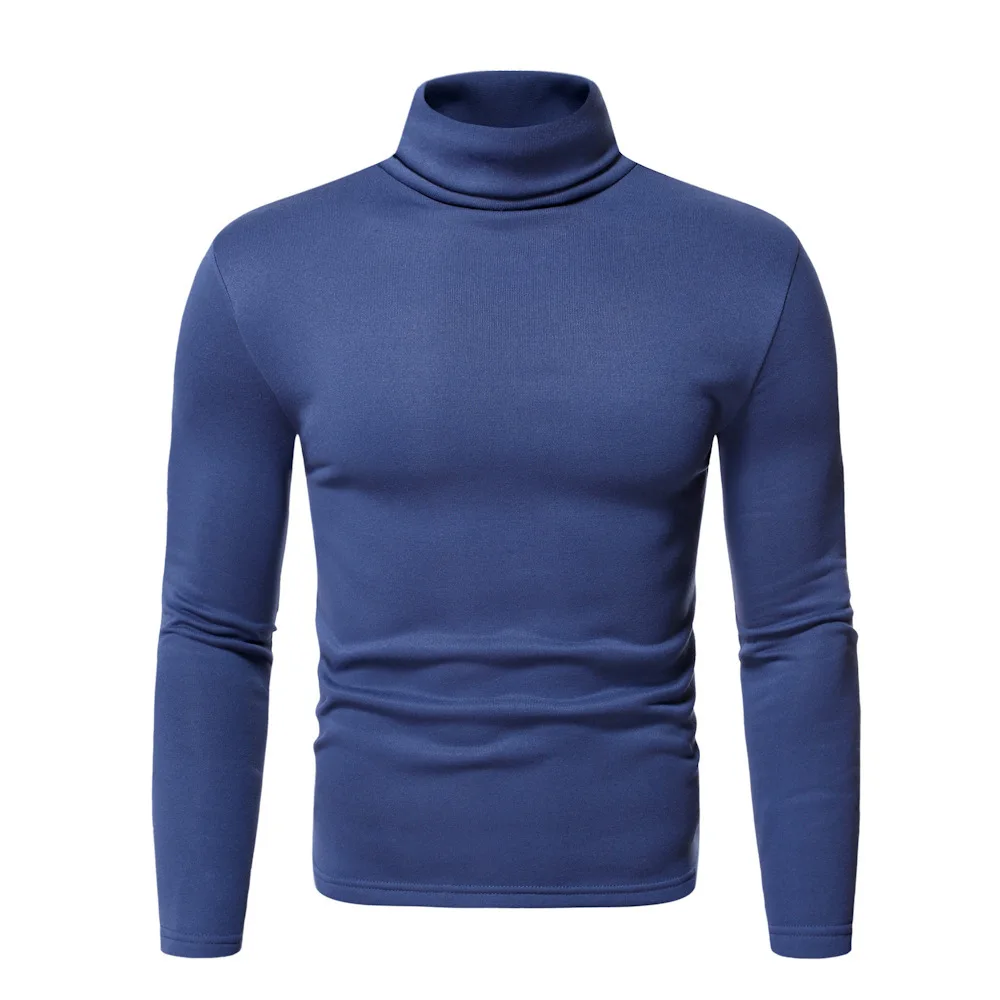 Otoño Invierno moda Sudadera con capucha para hombres Color sólido con jersey de lana Camiseta de cuello alto hombres camisa Base decorativa Sudadera con capucha de lana
