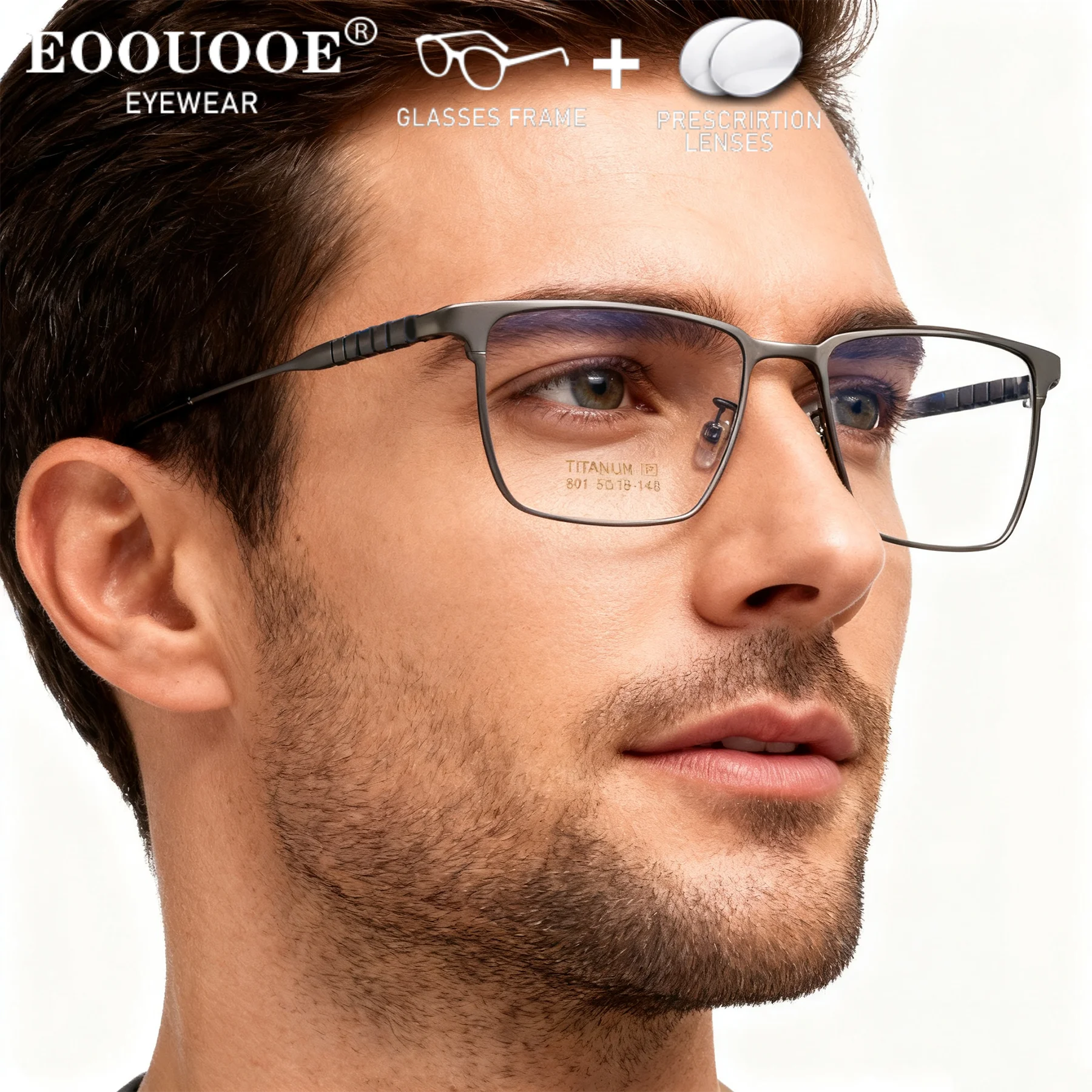 

Men's Business Office Glasses Square Titanium Myopia Prescription Lenses Progressive Eyewear Reading Glasses Anti Blue light