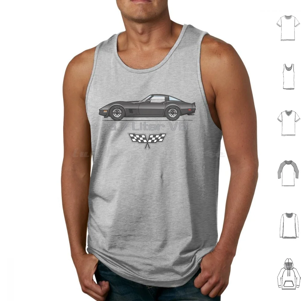 Black 1980-1982 Tank Tops Print Cotton 80 81 82 1980 1981 1982 V8 L48 L82 350 396 Convertible Chevy Stingray Corvette