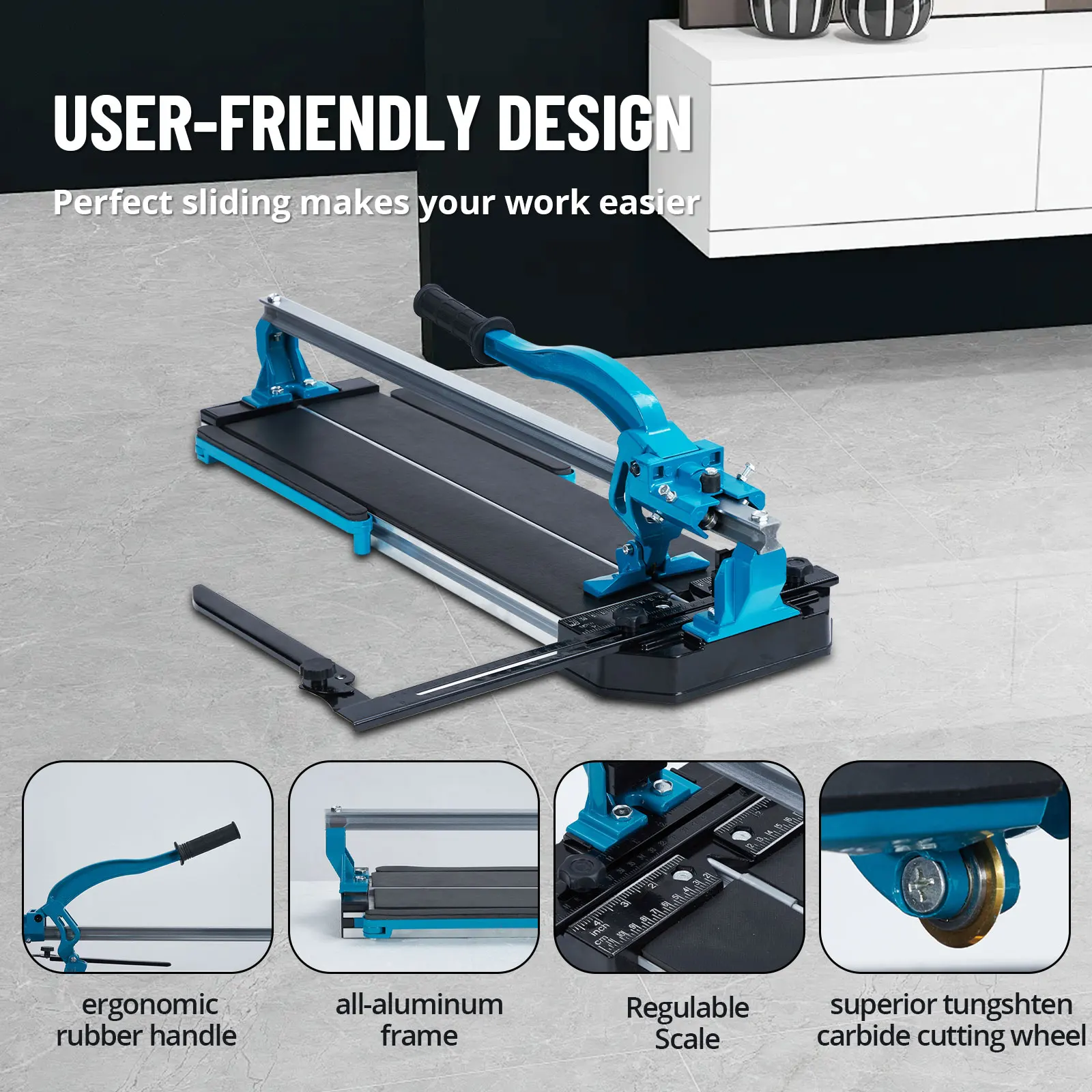Manual Tile Cutter 24/48 Inch Tile Cutter With Tungsten Carbide Cutting Wheel Infrared Positioning Precise Tile Cutter Tools