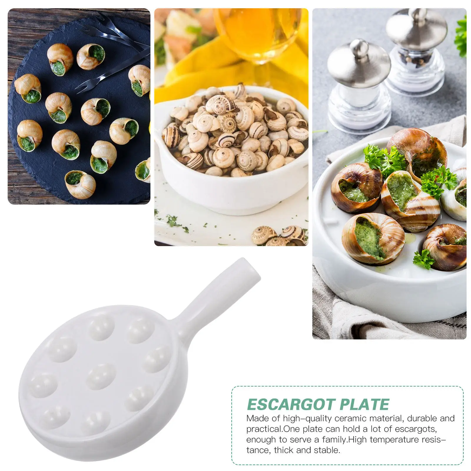 1Pcs Ceramic Escargot Plate Snail Baking Dish High Temperature Resistant Dishwasher Safe for Restaurant Home Use Escargot