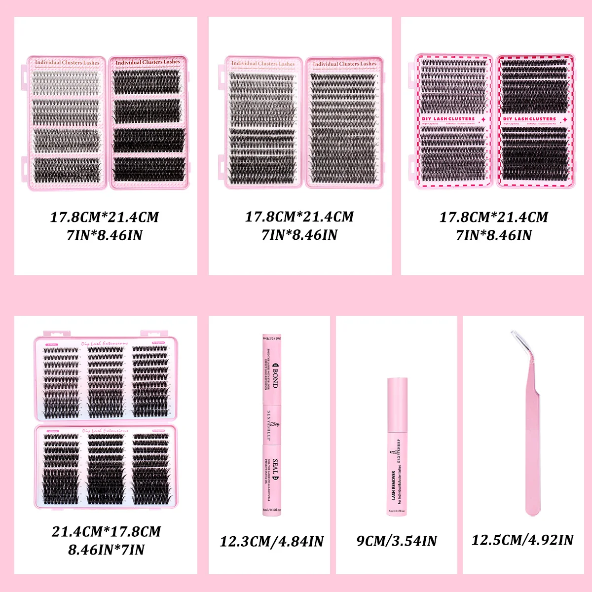 DIY個別まつげキット ボリュームラッシュクラスター Dカール ソフトナチュラルまつげエクステンション ボンドとシールピンセット付き フェスティバルギフト