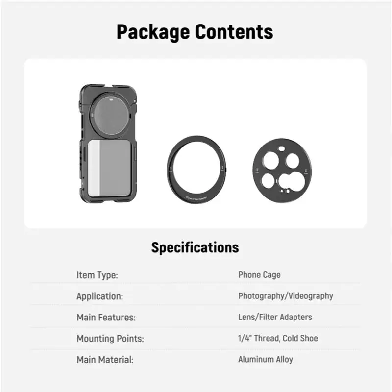 

【Спокупайте сейчас】Клетка для телефона, 17 мм, задняя панель с резьбовым объективом, 67 мм, адаптер с резьбовым фильтром для Xiaomi 15 Ultra