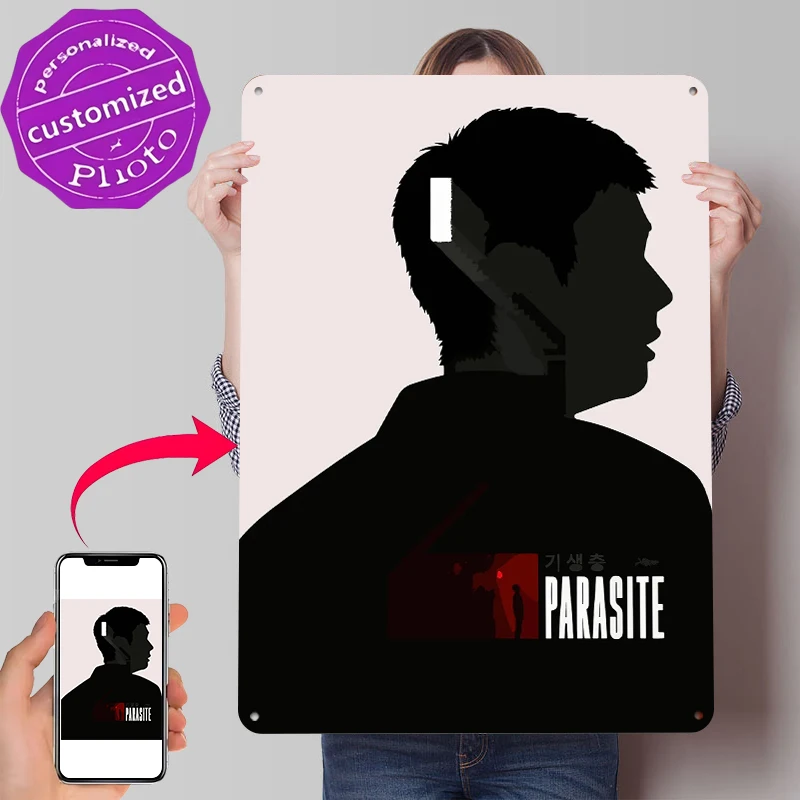 Parasite Movie Minimalist Design Tinplate Poster Customized Wall Art Retro Vintage Metal Signs for Fans Gaming Room Decoration