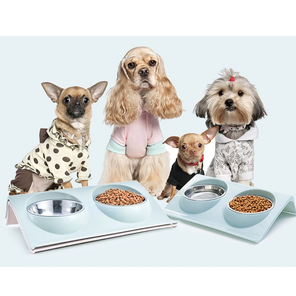 Stainless steel bowl food feeder solution dog and cat supplies double water bowl pet dog and cat feeding table Small Accessories