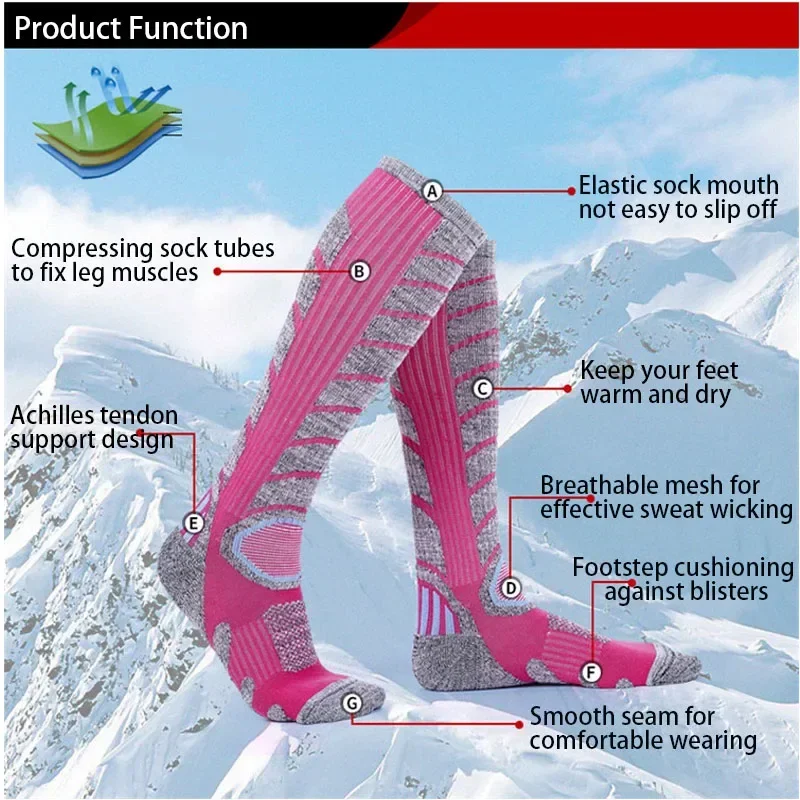 2025 New Autumn/Winter Long Tube-shaped Ski Socks Outdoor Mountaineering Hiking Socks Thickened Thermal Snow Stockings Women Men