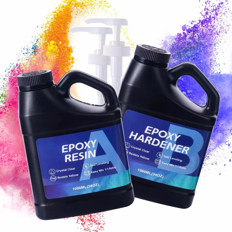 2000ML Epoxy Resin Kit 1:1 Ratio Crystal Clear Epoxy Resin Bubble-Free Anti-Yellowing Resin for Casting, DIY, Resin Art, Molds