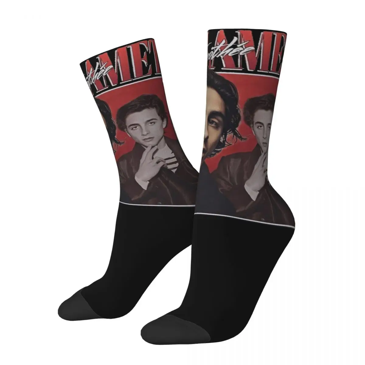 

Unique Timothee Chalamet Bootleg Theme Design All Season Socks Product for Unisex Sweat Absorbing Sock