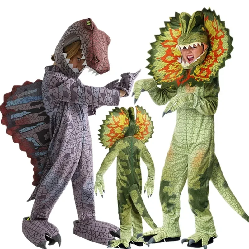 2025 New Spinosaurus Costumes Boys Girls Triceratops Cosplay Set Children Jumpsuit Halloween Carnival Props Purim Party Dino abc