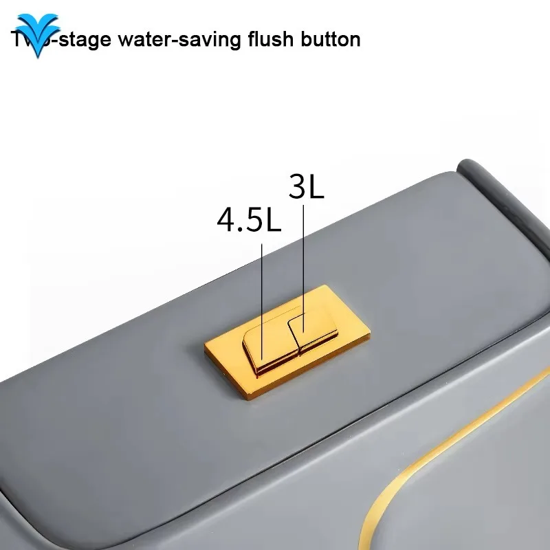 Luxury One Piece Ceramic Wc Gold Line Design Bathroom Ceramic One-Piece Gold White Colored Toilets Bowl