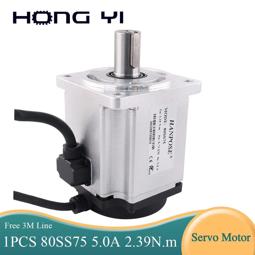 

1 PCS 5.0A 2.39N.m 750W Servo Motor 3000rpm-6000rpm 80SS75 Shaft diameter 19mm Servo Woodworking CNC Router 80 Servo Motor ac