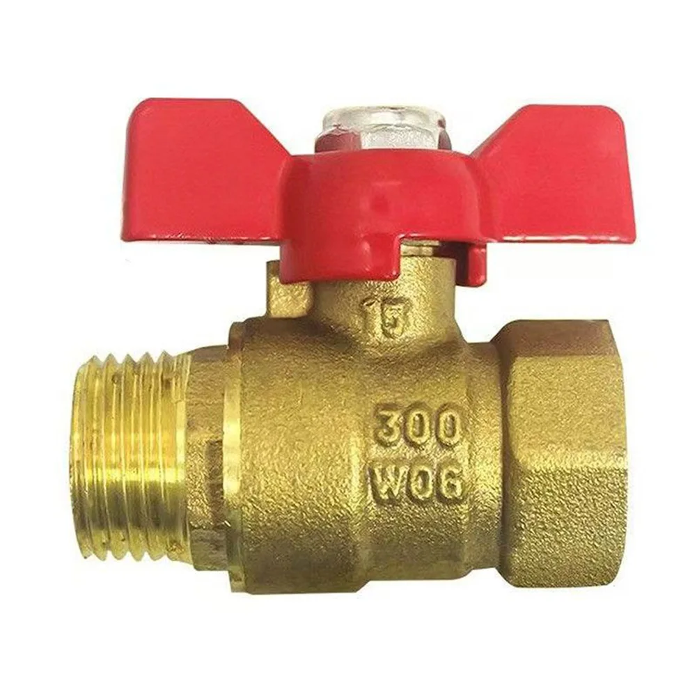 

1pc Brass Ball Valve 1/2inch Shut-off Valve With Red Wing Handle For Water Pipes Plumbing Water Systems Accessories
