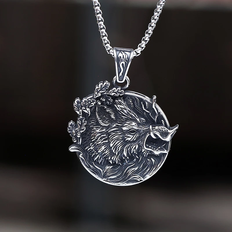 Unique 2023 New Stainless Steel Fierce Boar Pendant Necklace Fashion Animal For Man Amulet Jewelry Dropshipping