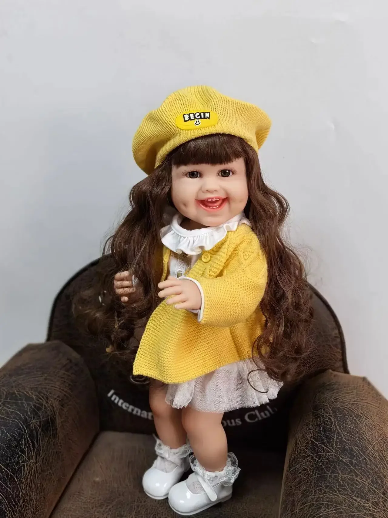 DLS Customized exclusive offer Doll 50cm Reborn Baby Dimple With Wig Same Dress Alreay Finished Doll Christmas Gift