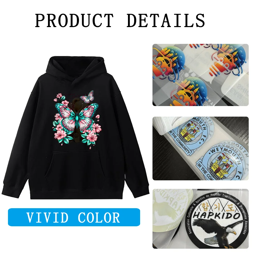 50pcs DIY Logo Custom Sticker Iron On Transfer Decals Clothing DTF Colorful Patch Micro elastic Wash Garment accessories - Image 2