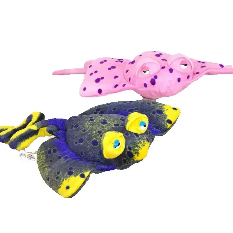 Adorable Peluche de Pez Manta Rayado Azul y Rosa, Juguete de Peluche Suave de Animal Marino, Regalo de Cumpleaños, 1 Pieza