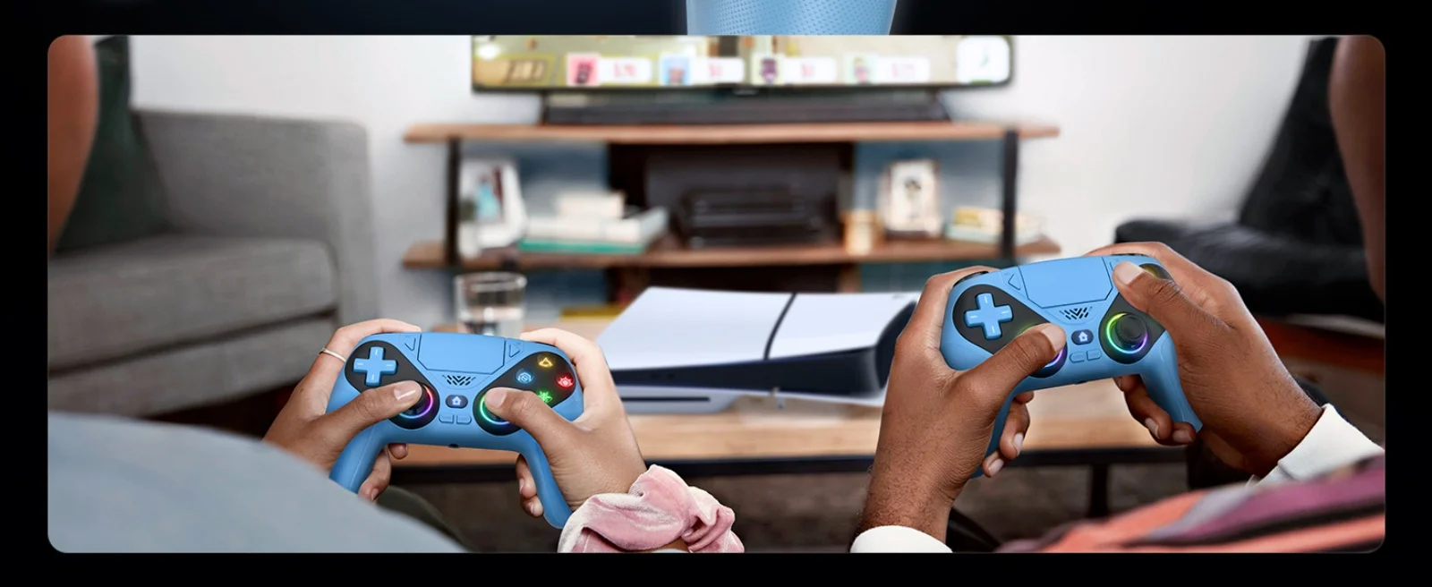 Controller für PS5/Playstation 5/PC, kabellose BT-Gamepads, Spiel-Joystick mit RGB-Turbo/Marco-Trigger, Dual-Vibration-Fernbedienung – Detail 10
