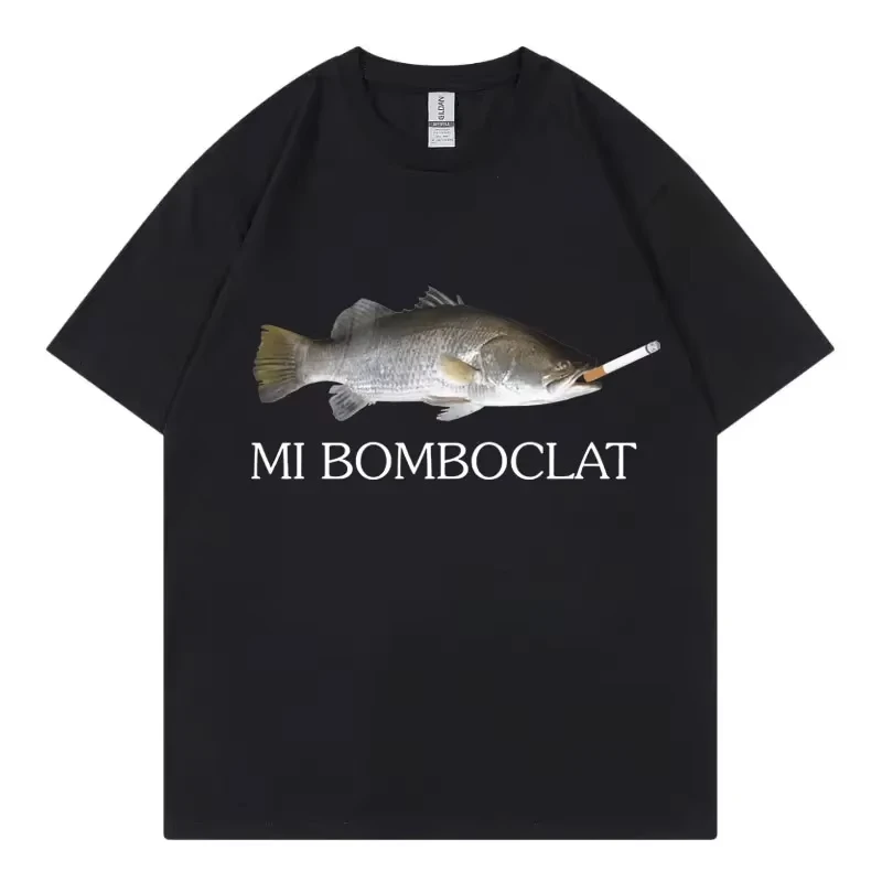Funny Bomboclat Fish Meme T-shirt High Street Fashion Trend Y2k Short Sleeve T-shirts Oversized Unisex high quality Comfortable