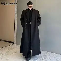 LUZHEN Split Double Breasted Male Trench Coat Autumn Winter Fashion Elegance Luxury Designer Original Men's Windbreaker LZ5912