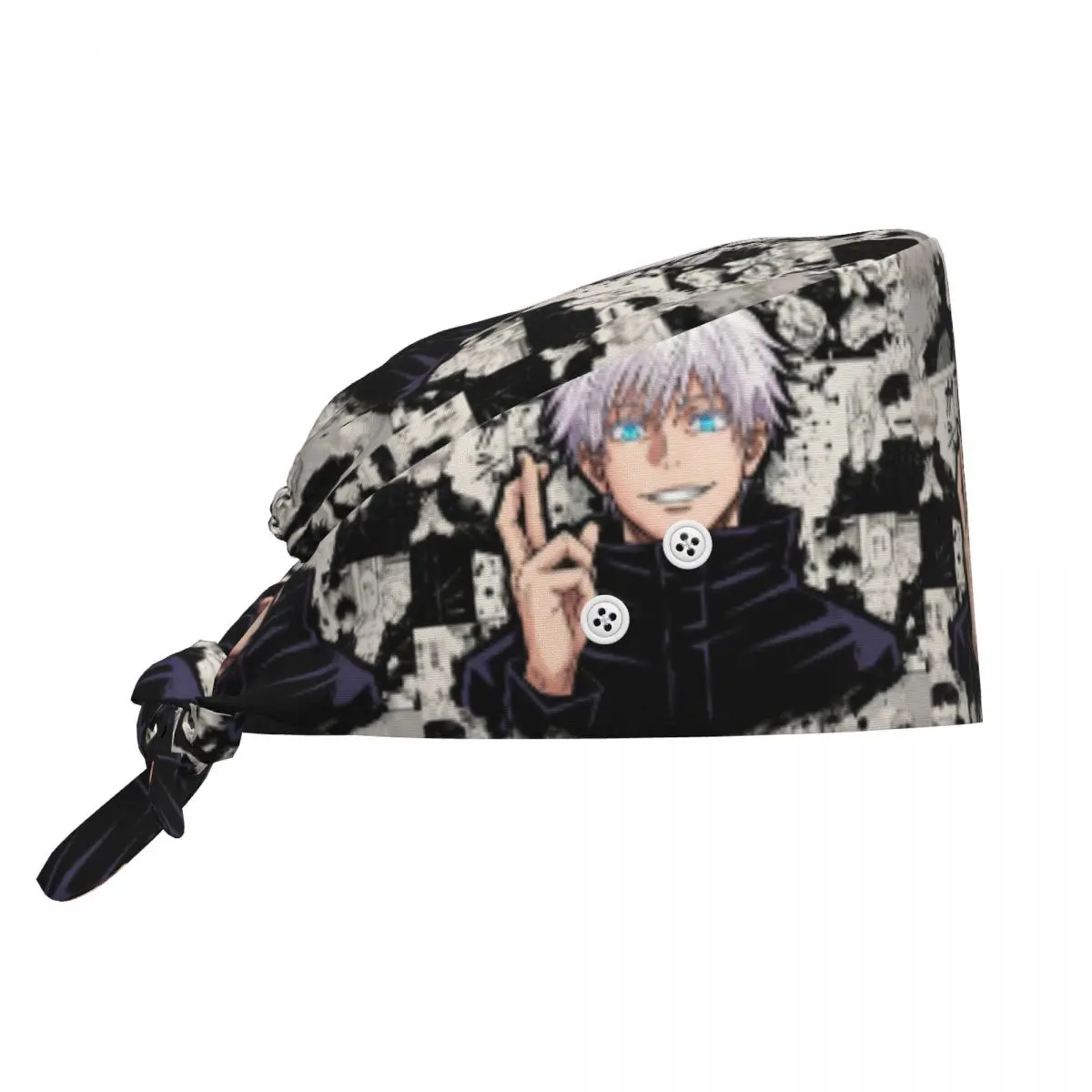 

Медицинская шапочка Custom S-Satorues G-Gojoes с пуговицами, хирургическая шапка для мужчин и женщин, шапка для операционной, шапка оператора, шапка для лабораторных работ