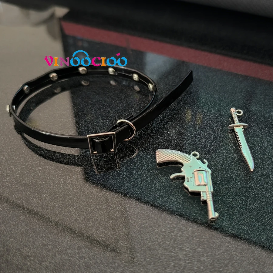 20cm Cotton Doll Accessories Choker Devil Eyes Necklace Leather Belt Waistband with Weapons Punk Style Cotton Doll Accessories