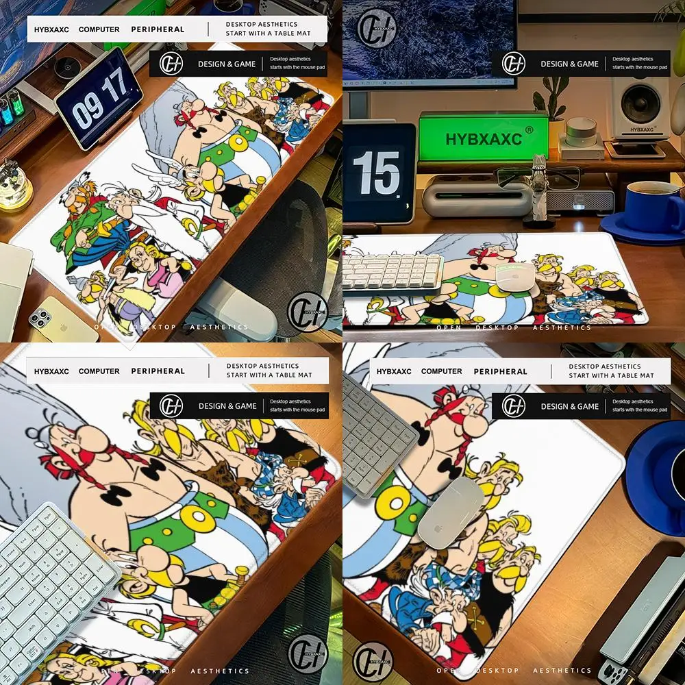 Asterix & Obelix Swimming Mouse Pad Cute HD Desk Pad Extended Gaming Keyboard Mats Large 90x40cm XXL Gamer Mousepad