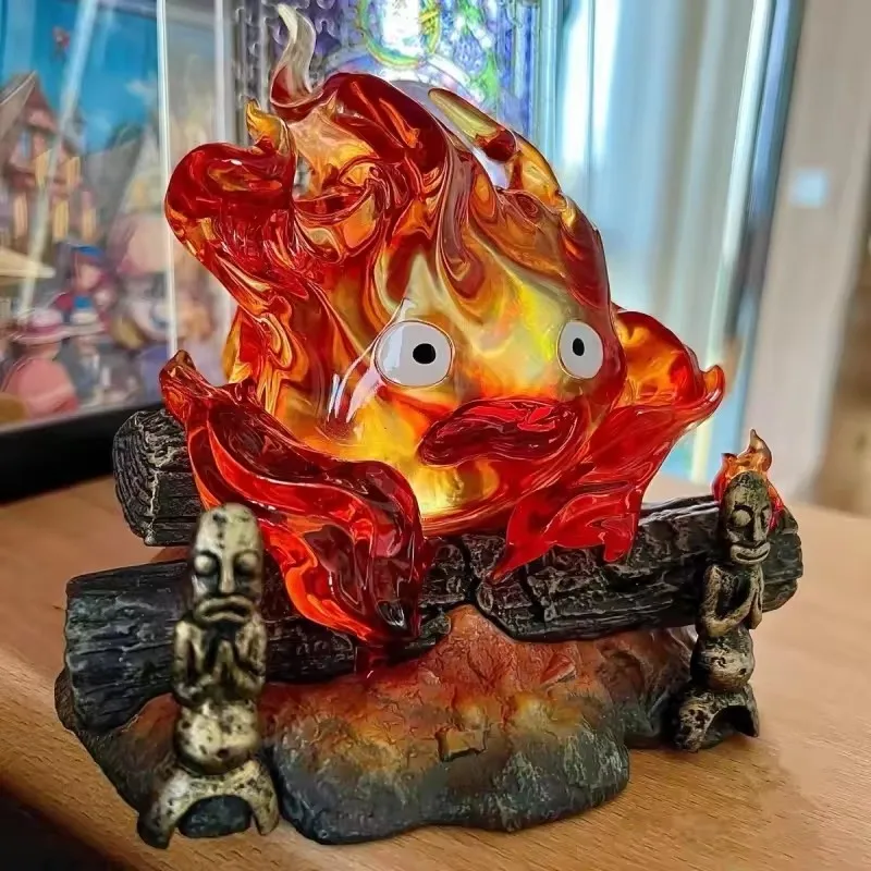 Calcifer أنيمي الشكل البلاستيكية مضيئة نموذج عمل الشكل التنفس مصباح GK نموذج اللعب جمع هدايا الديكور المنزل #3
