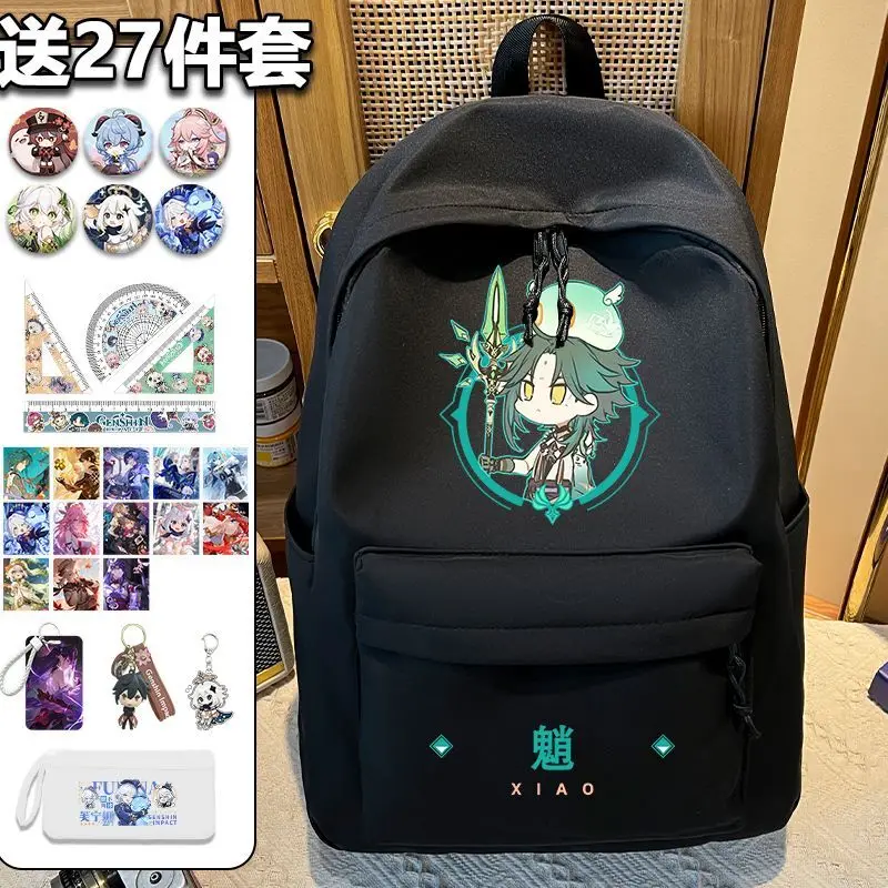 Anime Cute Genshin Impact Student Backpack For Girls, Elementary School  Large Capacity Backpack, Hu Tao, Klee, Paimon Double