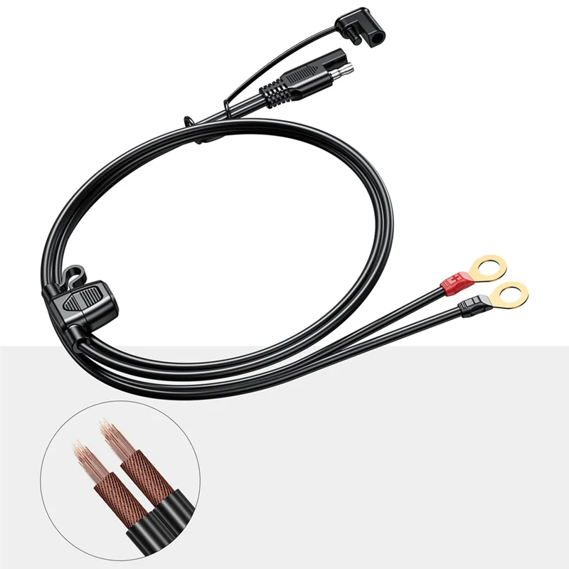 

12-24V 18AWG SAE 2 Pin Quick Disconnect To O Ring Terminal Harness Connecter Cord Connector Cable For Battery Charger