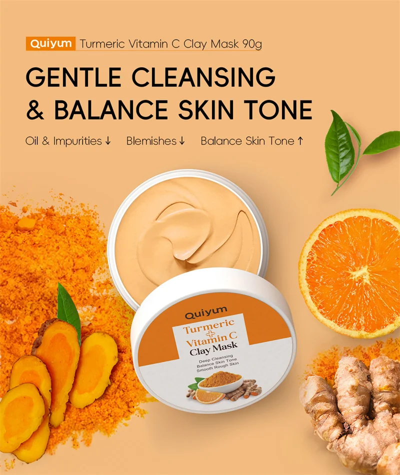 Turmeric Mud Mask Cleansing Pore Vitamin C Mud Mask Eliminate Pimples Inhibit Melanin Exfoliating Shrink Pores Face Care Masks