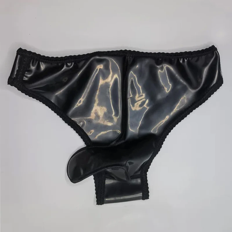 Mens Sexy Latex Briefs Fetish Cosplay Underpants Seamless Underwear fetish Boxer sheath exotic Pants men Fun black T-back Thong