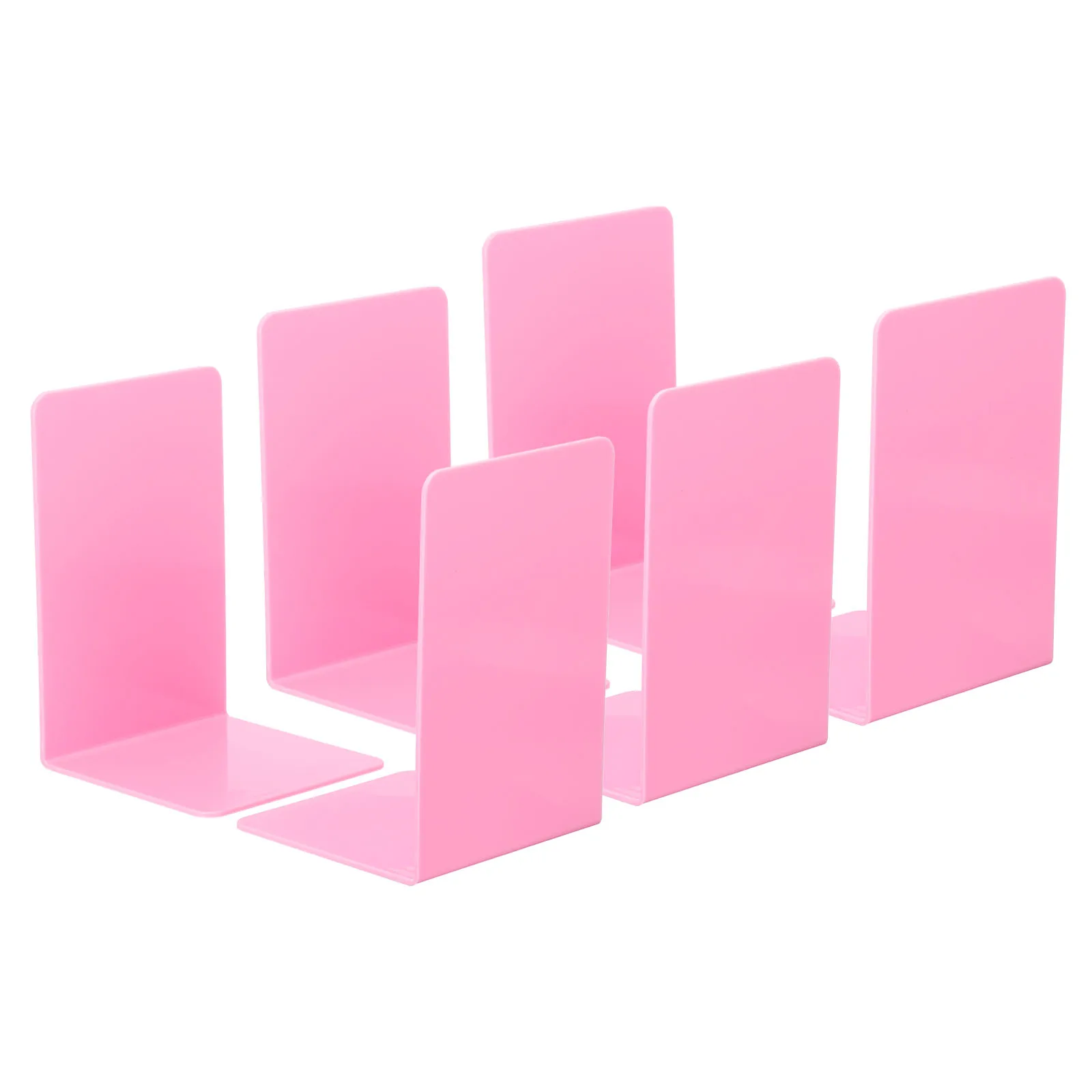 6Pcs Acrylic Bookends Plastic L-shaped Book Ends for Shelves Desktop Bookshelf Magazine Organizer Stand Holder School Stationery