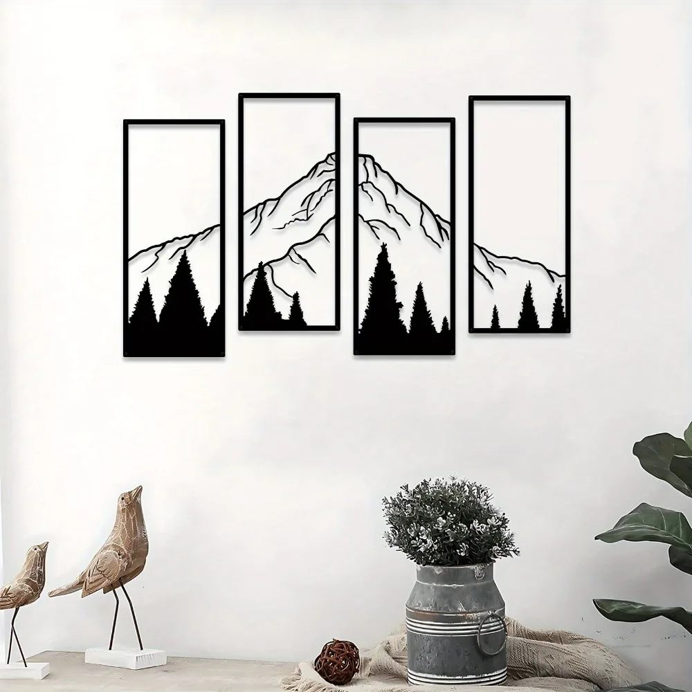 CIFBUY Minimalist Mountain Iron Wall Art Metal Sculpture Rust Proof Outdoor Home Hanging Decor Gift Plaque Sign