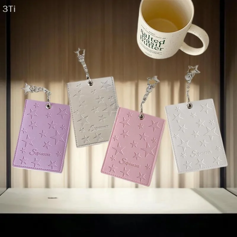Fascinating PU Leather Star Design Card Holder; Idol Photo Display, Protective Cover, and Bag Charm Gift