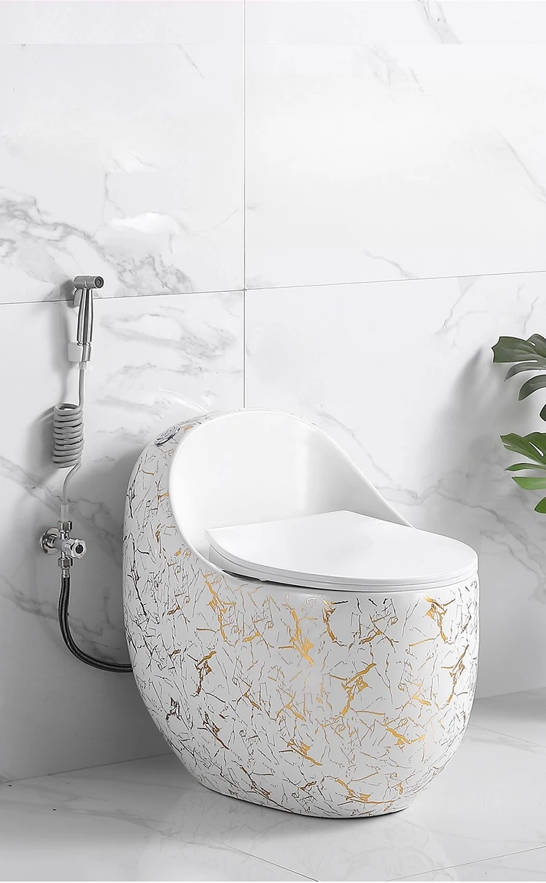 Inodoro de color en forma de huevo para el hogar, inodoro creativo con personalidad, tipo sifón, para apartamento pequeño