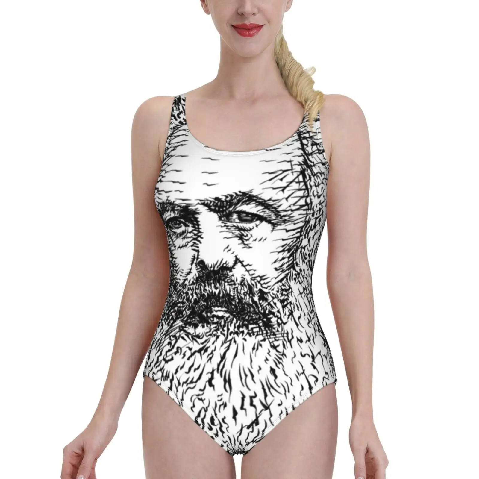 

Marx-Ink Portrait One Piece Swimsuit Women Swimwear Sexy Classic Backless Bodysuit Beach Bathing Wear Marx Marx Manifesto