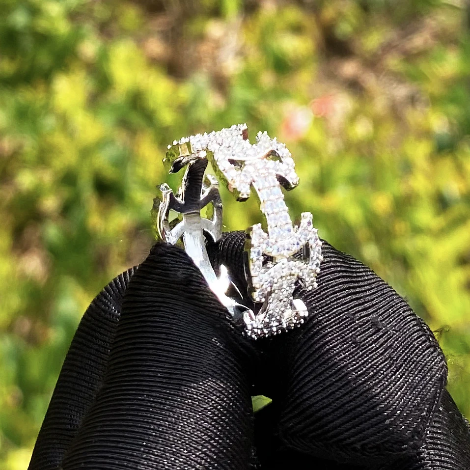 Aokaishen Iced Out Templar Ring for Men Real Gold Plated Cubic Zirconia Hip Hop Jewelry