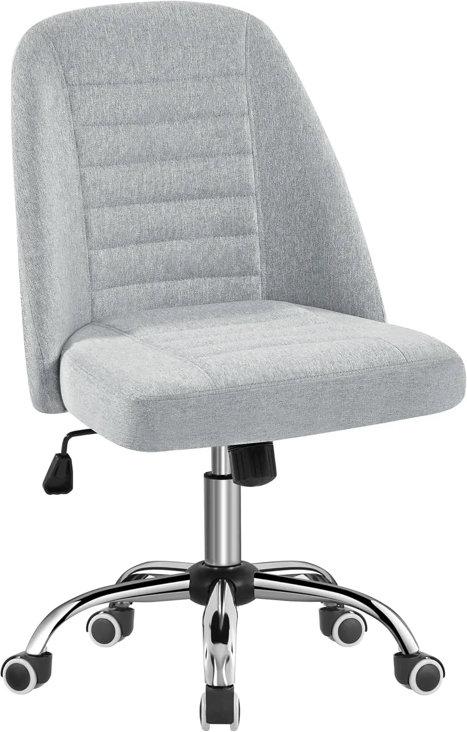 

Home Office Desk Chairs, Modern Armless Vanity Chair, Mid Back Desk Chair, Linen Fabric Computer Task Chair with Rolling Wheels,